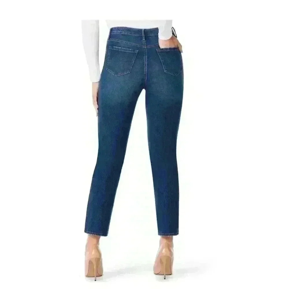 Sofia Vergara Jeans Women's Leslie Distressed Super High Rise Slim Straight - Picture 2 of 6